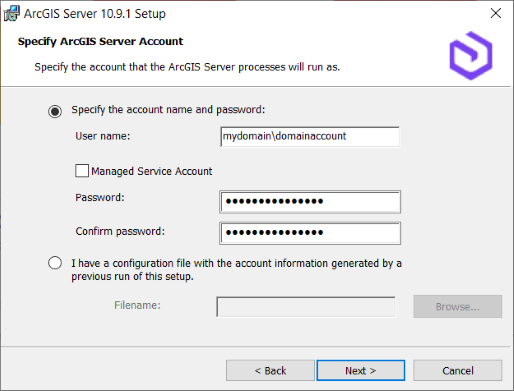 Using a domain account Using a domain account